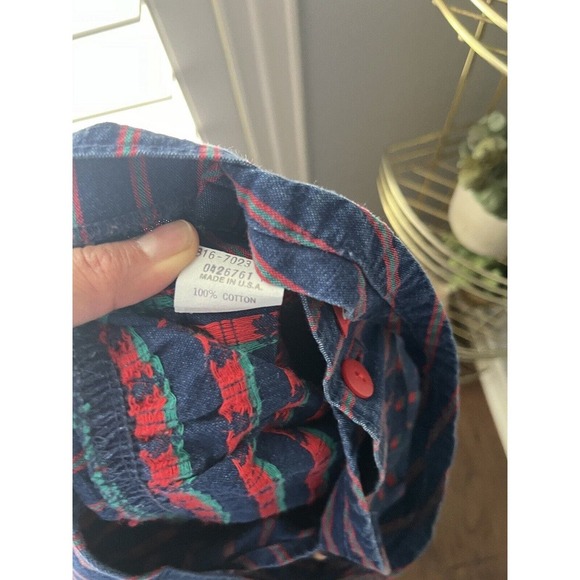 Vintage EUC Oshkosh 6 Vestbak Floral Overalls Made in USA Navy Blue Red - Picture 7 of 7